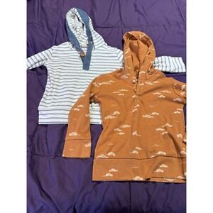 Lulu + Roo Kids 2T Hoodie Lot Striped Blue Rust Brown Car Print Henley Pullover